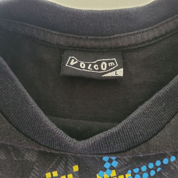 Volcom Embrace Change T-Shirt L Black Multicolor Graphic Logo Surf Skate Tee - Picture 3 of 8